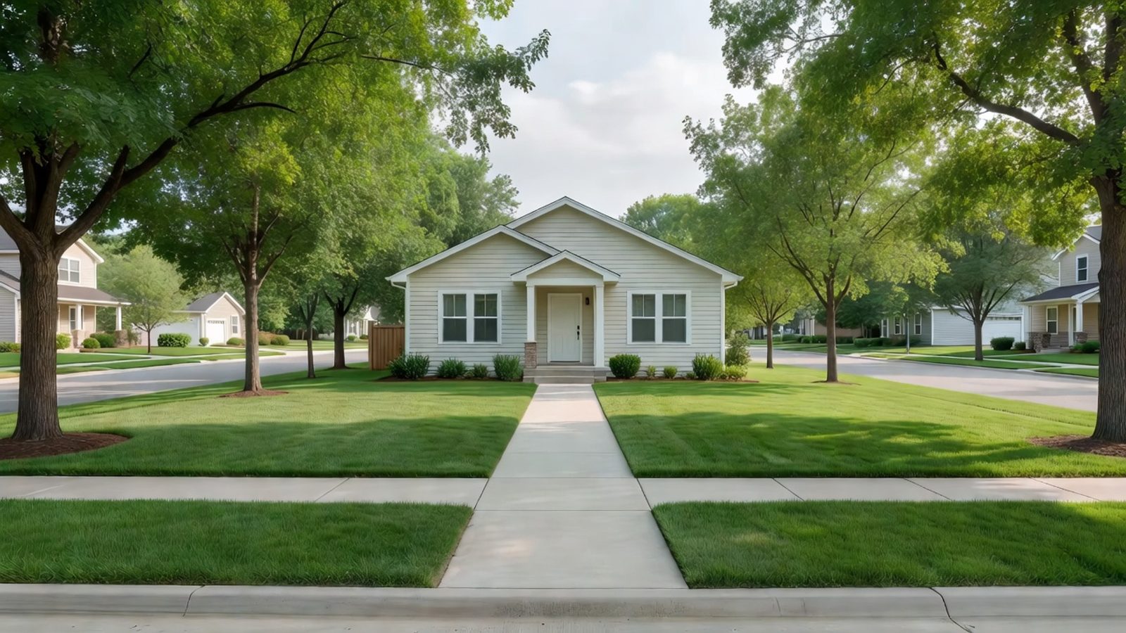 Modest single-family house on a bright residential street